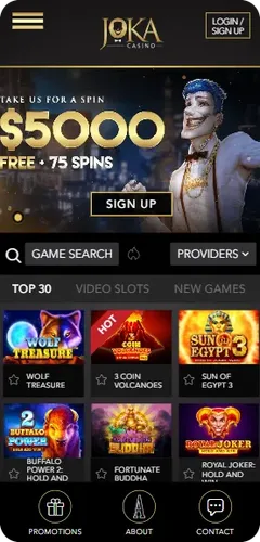 Joka Casino Home Screen