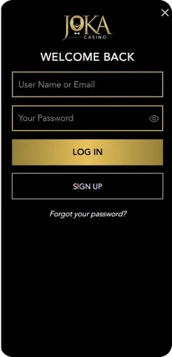 Joka Casino Login Screen
