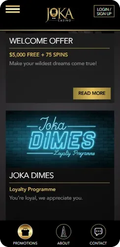 Joka Casino Promo Screen