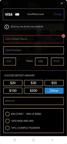 Deposit options in Joka Casino app