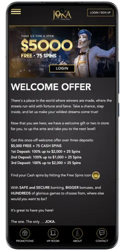 Activate the welcome offer at Joka Casino NZ