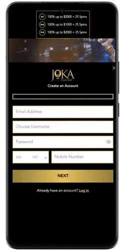 Create an account at Joka Casino NZ